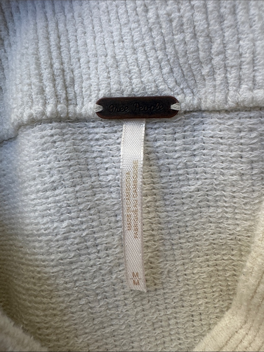 Free People Ivory Crewneck Sweater with Subtle Texture